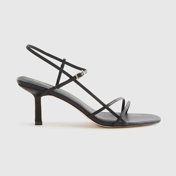 New Quince Women’s Leather Black Strappy Heels Size 10 - Picture 3 of 9